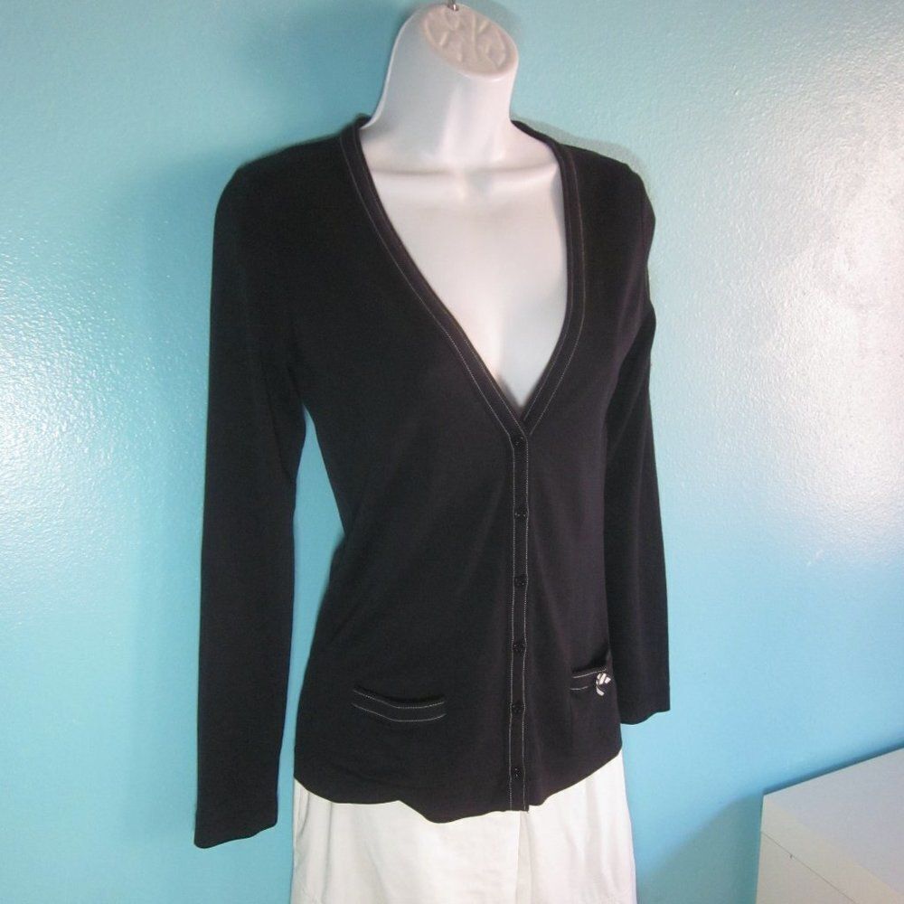 Marc Cain Cardigan Black Cotton Top Size XS